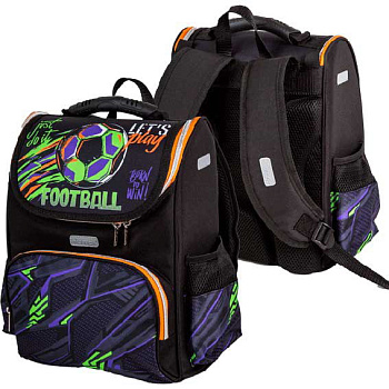 Ранец школьный ATTOMEX "Lite. Football" 7030416 жёсткий,34*27*20см,светоотраж.эл