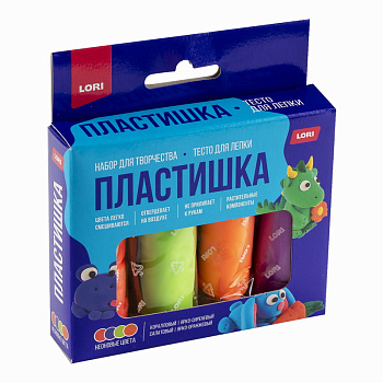 Тесто д/лепки Пластишка (4цв*30гр,коробка с вырубным окном) Тдл-047 (Колорит)