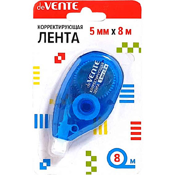 Коррект. лента deVENTE 5мм*08м 4062105 синий п/прозр.корп.,боков.аппл.,карт.блис