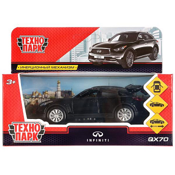 Машина Технопарк металл. Infiniti QX70 черный (12см) дв,баг,в/к QX70-BK