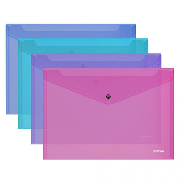 Папка-конверт на кнопке А4 EK "Fizzy Vivid" 47043 п/прозр.,асс.,пластик,140мкм