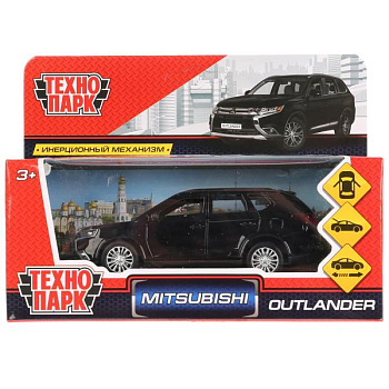 Машина Технопарк металл. Mitsubishi Outlander чёрный (12см) дв,баг,в/к OUTLANDER-BK