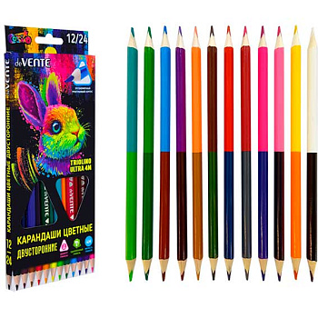 Карандаши двухстор. 12шт.-24цв. deVENTE "Triolino Ultra 4М" 5024410 трёхгран.,3м