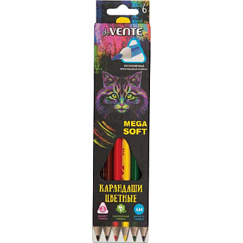 Карандаши  6цв. deVENTE "Trio Mega Soft" 5021915 трехгр.,4М,грифель 3мм,к/к