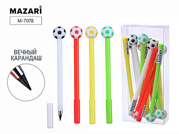 Карандаш вечный MAZARI "Мячи" M-7078 цв.корп.,асс. M-7078