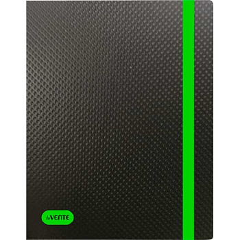 Папка 2 кольца 25мм deVENTE А4 "Monochrome" 3081006 650мкм,чёрн.с неон зелёным