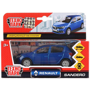 Машина Технопарк металл. Renault Sandero синий (12см) инер,дв,баг,в/к SB-17-61-R