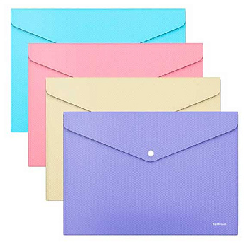 Папка-конверт на кнопке А4 EK "Diagonal Pastel" 52916 непрозр.,асс.
