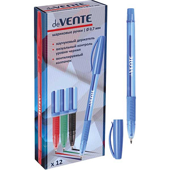 Ручка шар. deVENTE 5073329 полупрозр.корпус с рез.держ, 0,7мм, синяя
