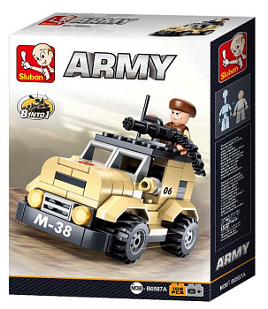Мини-конструктор M38-B0587A Армия Патрульный автомобиль 8-в-1 (102дет,1фиг)