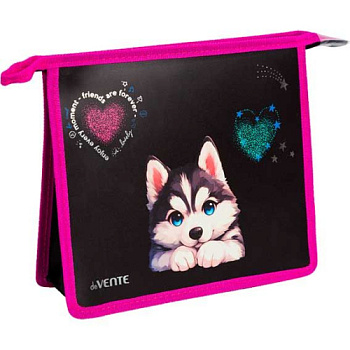Папка д/тетрадей А5 deVENTE "Cute Husky" 8056555 с расш.8см,400мкм,непрозр.,факт.песок,фольга