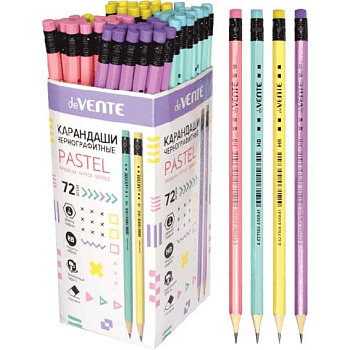 Карандаш ч/гр. с ласт. deVENTE "Pastel" 5032903 HB,2мм,шестигр.,заточ.,цв.корп.а