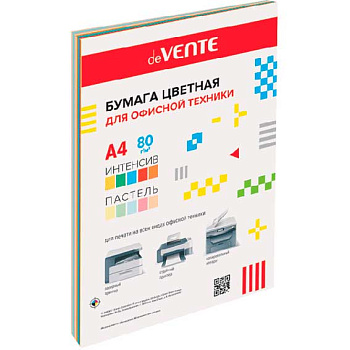 Бумага А4 д/офисной техники deVENTE  50л. 5цв. интенсив+5цв.пастель 2072200, 80г
