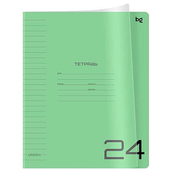 Тетрадь 24л. (линейка) BG пластик.обл. "UniTone. Green" 08961
