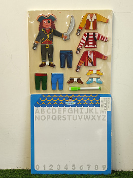 Игра-головоломка из дерева, подбор одежды+доска для рисования в/к D37242