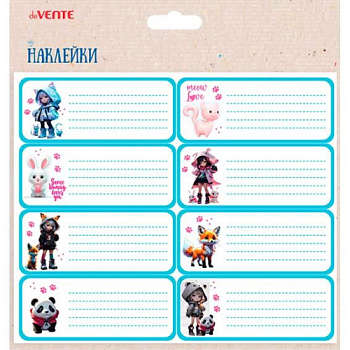 Наклейки д/тетрадей deVENTE "Korokoro" 8066519 (8шт) 40*96мм