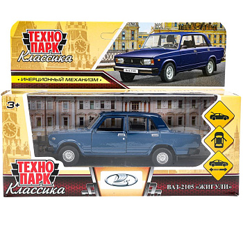 Машина Технопарк металл. LADA ваз-2105 1997 (12см) двери, багаж, инерц.темно-синий,кор. 2105-12-BU