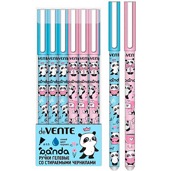 Ручка гелевая "Пиши-стирай" deVENTE "Panda" 5051110 синяя,0,5мм,с ласт.,корп.асс