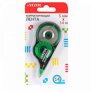Коррект. лента deVENTE 5мм*14м 4062109 чёрно-зелён.п/прозр.корп.,фрон.аппл.,карт