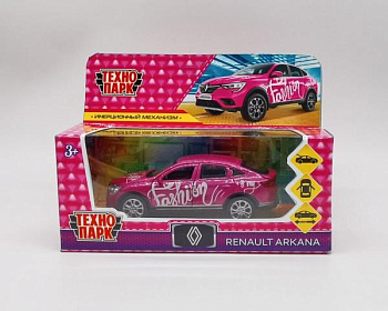 Машина Технопарк металл. Renault Arkana д/девочек розовый (12см) откр.дв,багаж,в/к ARKANA-12GRL-PK