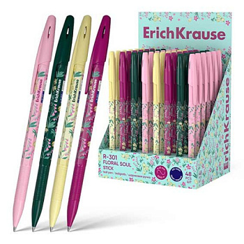 Ручка шар. EK R-301 "Stick Floral Soul" 63078 синяя,0,7мм