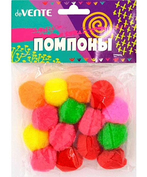 Набор д/творчества deVENTE "Помпоны" 8000803 15шт.,30мм,пластик.пакет