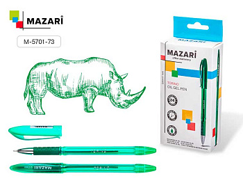 Ручка масл. шар. MAZARI Torino M-5701-73 зелёная,игол. узел 0,7мм,цв.пласт.корп.