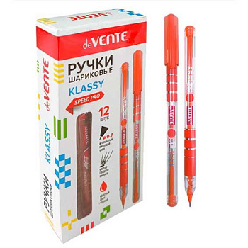 Ручка масл. шар. deVENTE "Klassy" 5073528 красная,0,7мм,игольч.након.,п/прозр.корп.,однораз.