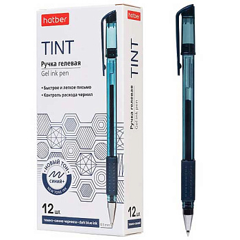 Ручка гелевая ХАТ "Tint" 083464 тёмно-синяя,0,5мм,резин.грипп,к/к GP_083464