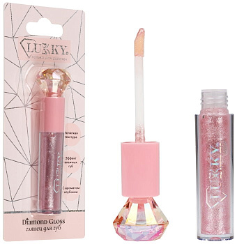 Lukky Diamond Gloss Глянец для губ сверкающий, с ароматом клубники, 3,5мл,блистер Т26501