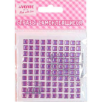 Стразы декор. самокл. deVENTE "Square" 6мм,100шт 8002022 акриловые,фиолетовые
